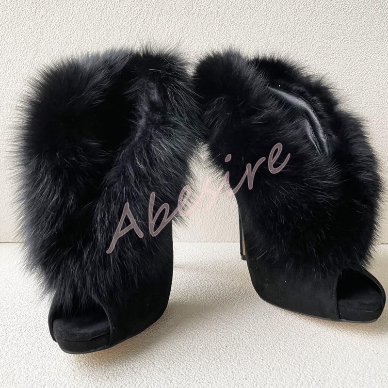 Women'S Fashion Boots - Autumn Suede Open-Toe Bare Boots Original