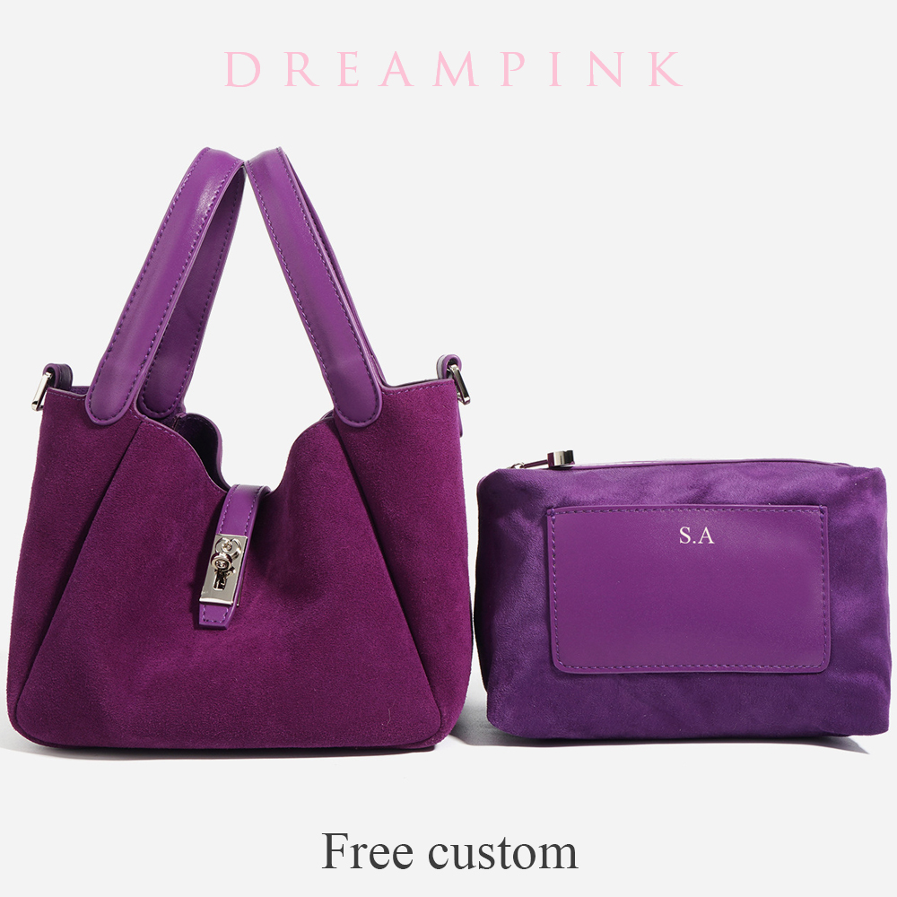 Women Fashion Uae - Luxury Women Suede Leather Bucket Bag
