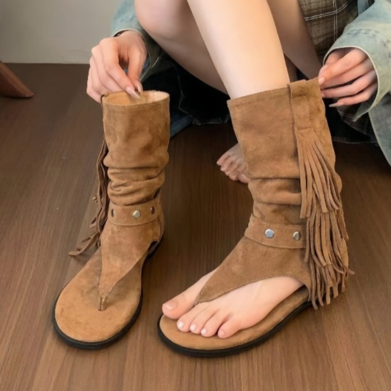 Women'S Fashion Boots - Studed Clip-Toe Block Heel Sandals Women's