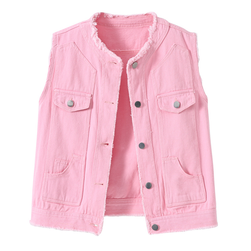Women'S Fashion Vest Tops - Women's Slimming Sleeveless Denim Vest round