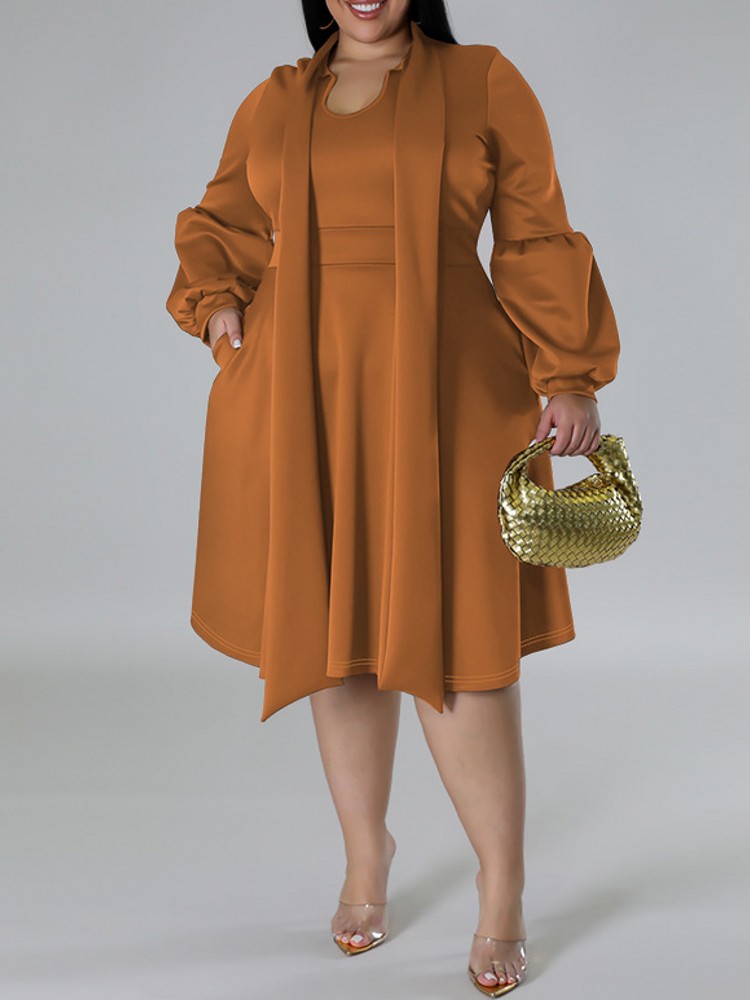 Xl Women'S Fashion - XL-5XL Plus Size Elegant Midi Dress
