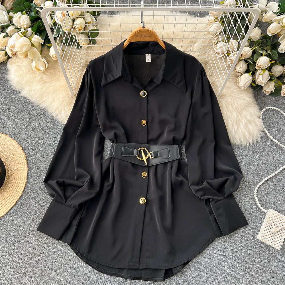 Ele Long Sve White irt Dr Wome - огляд і ціна Belted Shirt Dress