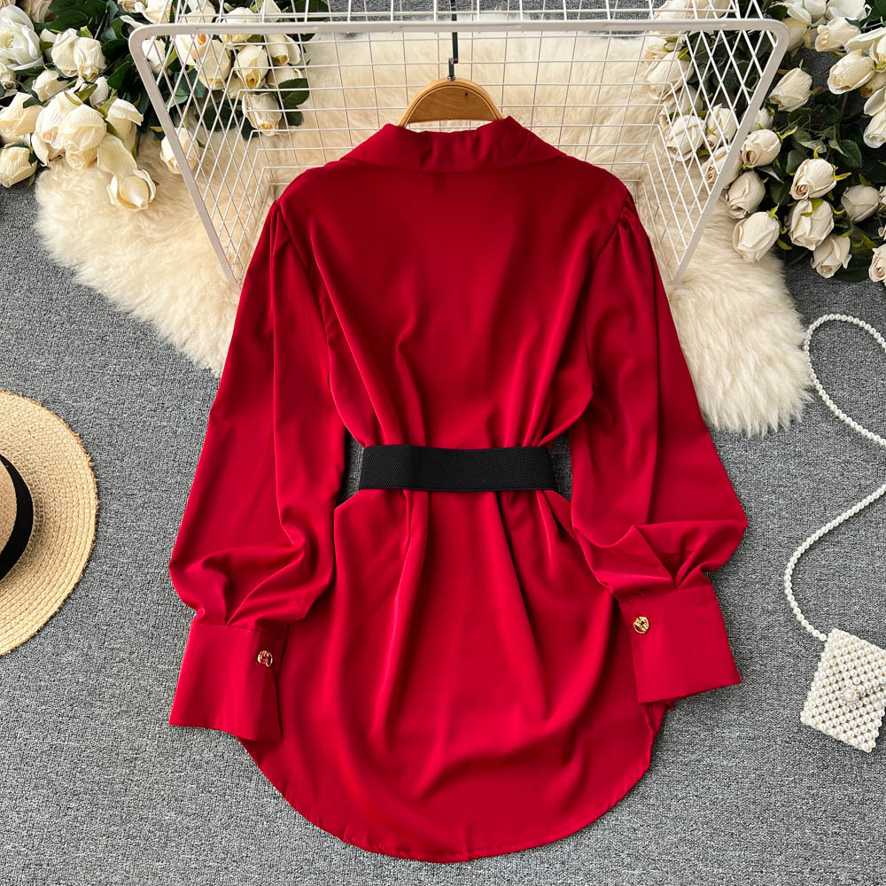 Ele Long Sve White irt Dr Wome - огляд і ціна Belted Shirt Dress