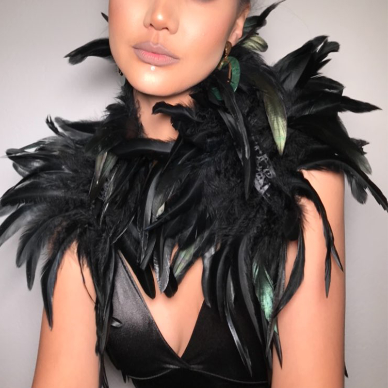 Black Natural Feather Shrug Sh - огляд і ціна Women'S Fashion Harness