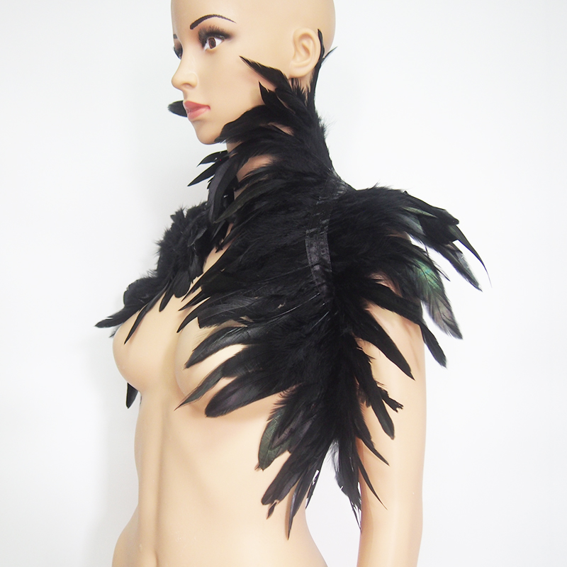 Black Natural Feather Shrug Sh - огляд і ціна Women'S Fashion Harness