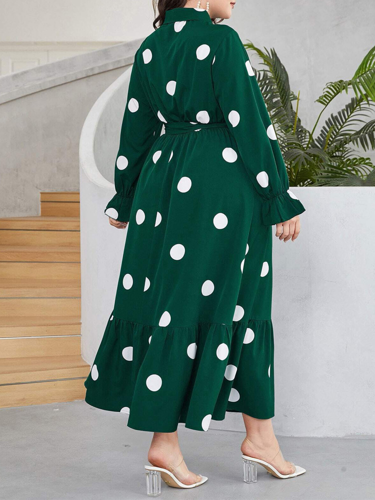 GIBSIE Plus Size Polka Dot Hal - огляд і ціна Belted Shirt Dress