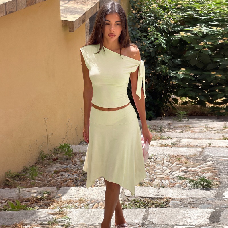 Women 2 Piece Outfit Set Off S - огляд і ціна Asymmetric Top Women