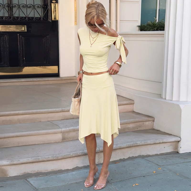 Women 2 Piece Outfit Set Off S - огляд і ціна Asymmetric Top Women