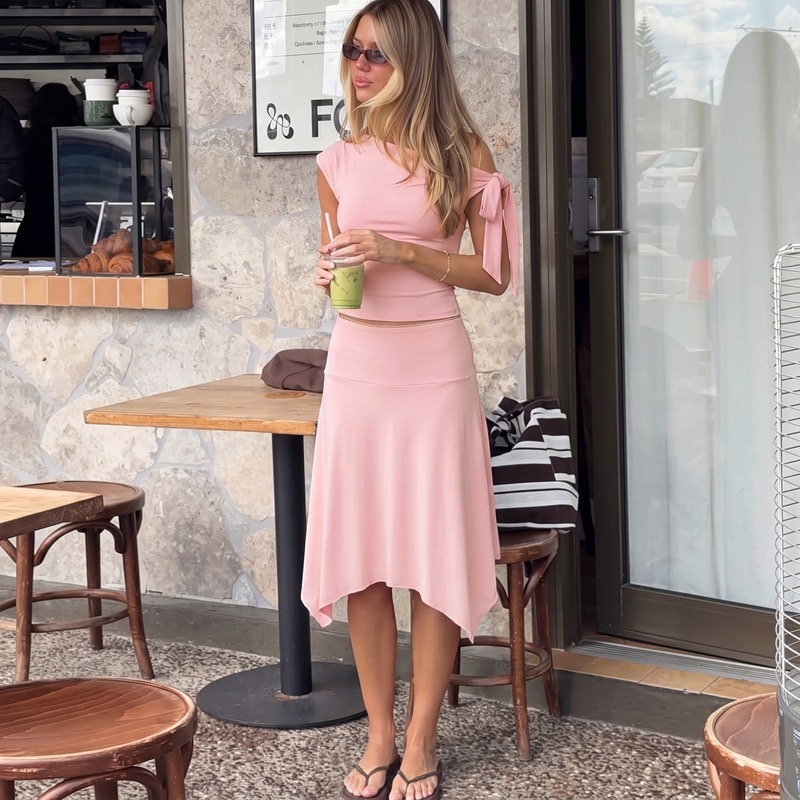 Women 2 Piece Outfit Set Off S - огляд і ціна Asymmetric Top Women