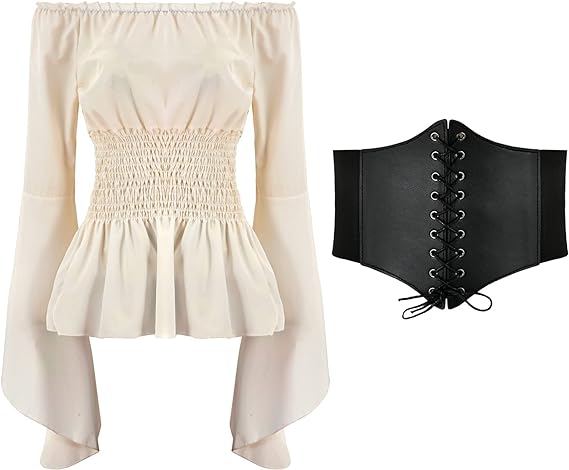 Womens Renaissance Blouse Tops - огляд і ціна Belted Shirt Dress