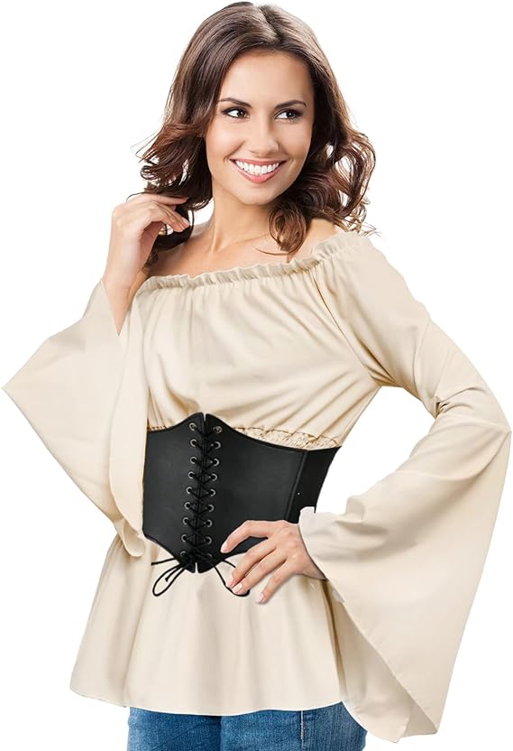 Womens Renaissance Blouse Tops - огляд і ціна Belted Shirt Dress