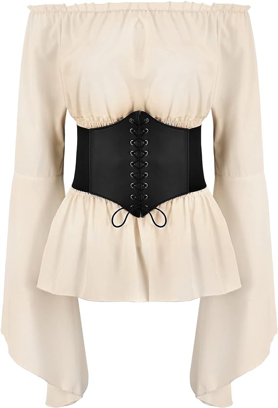 Womens Renaissance Blouse Tops - огляд і ціна Belted Shirt Dress