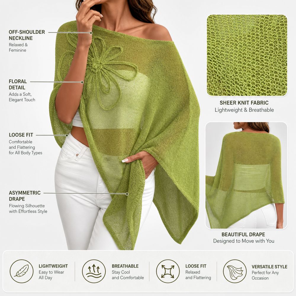 Stylish Off Shoulder Poncho To - огляд і ціна Asymmetric Top Women