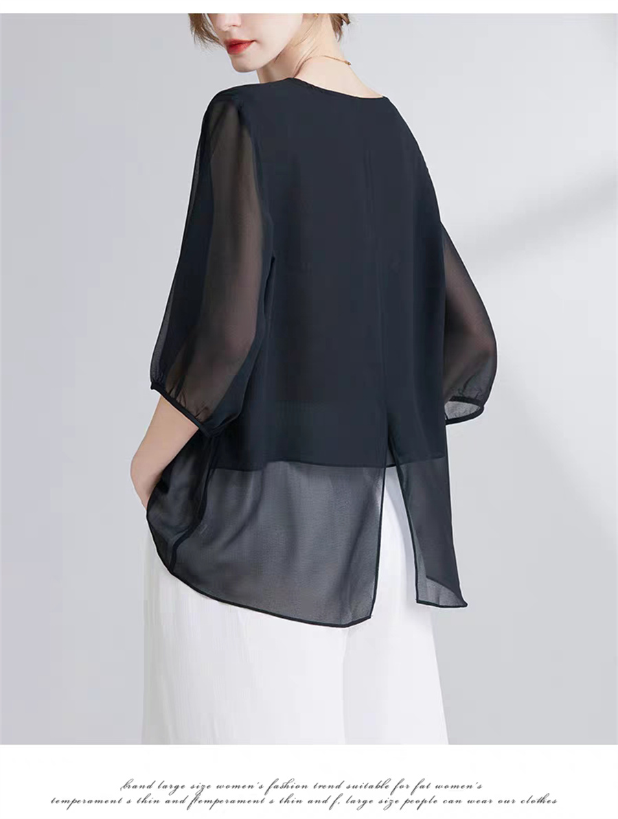 Korean Style Chiffon Plus-Size - огляд і ціна Asymmetric Top Women