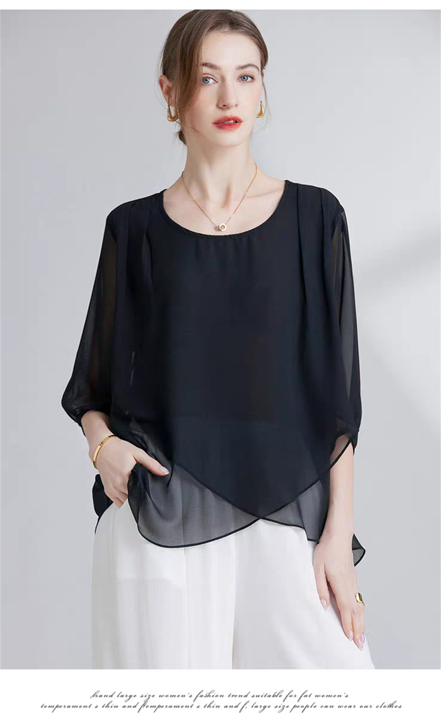 Korean Style Chiffon Plus-Size - огляд і ціна Asymmetric Top Women