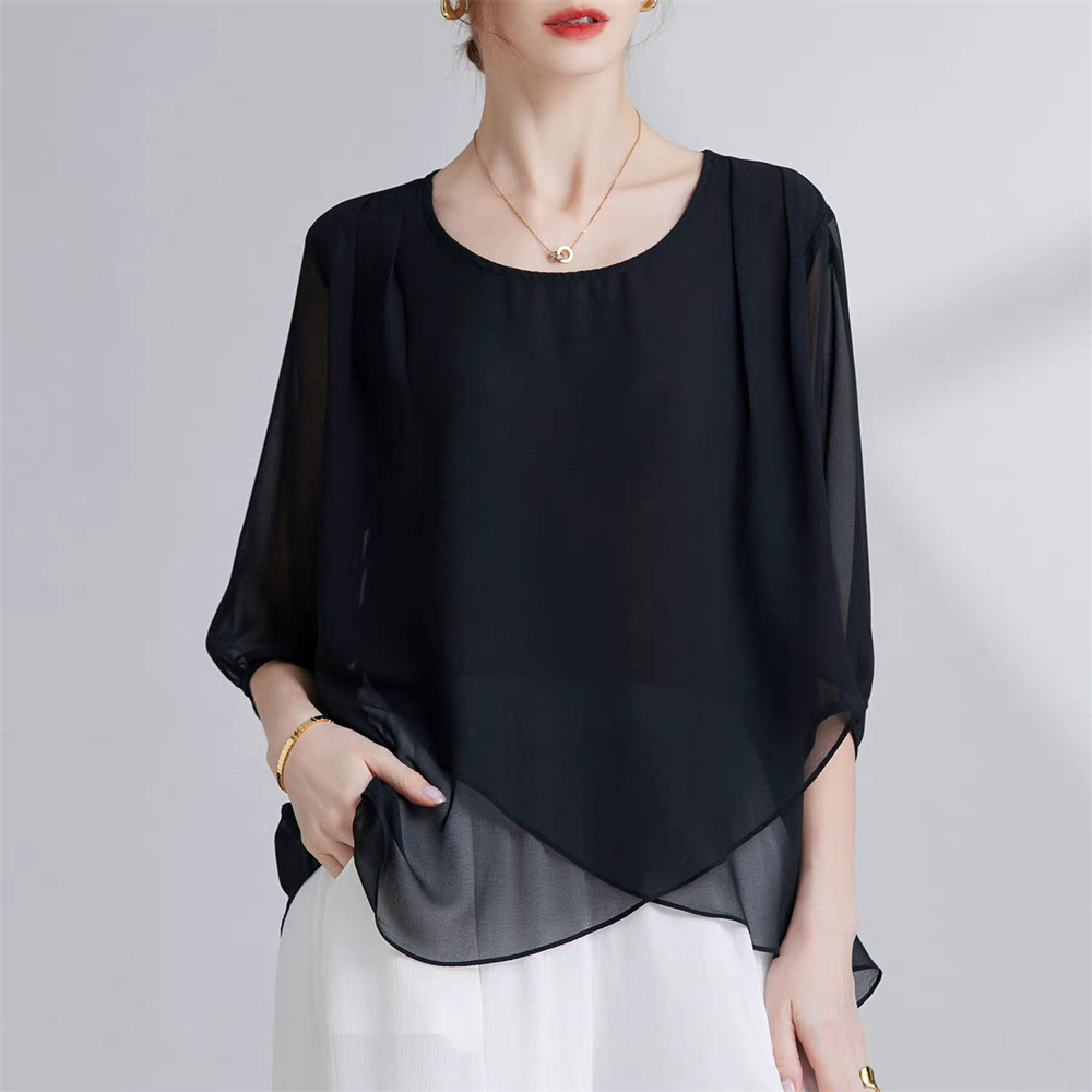Korean Style Chiffon Plus-Size - огляд і ціна Asymmetric Top Women
