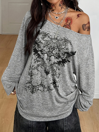 Autumn Gothic Y2K Cupid Print  - огляд і ціна Asymmetric Top Women