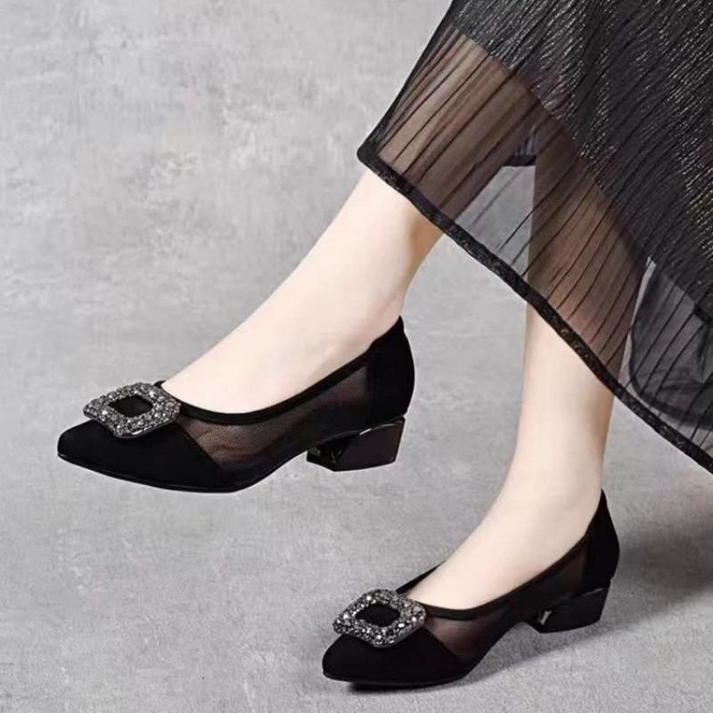 Elegant Pointed Toe Mesh Block - огляд і ціна Women Fashion Store