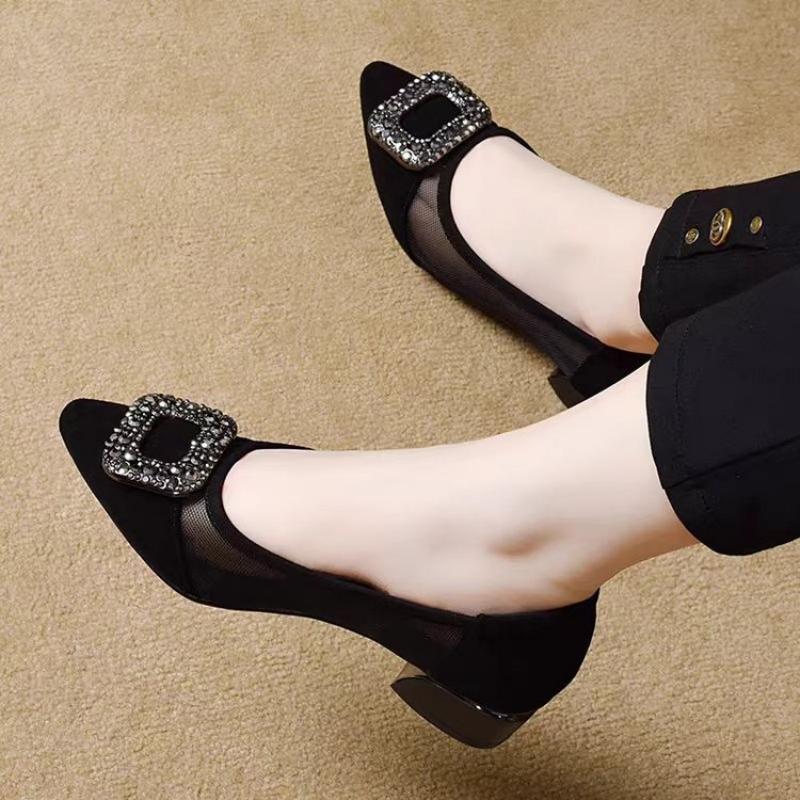 Elegant Pointed Toe Mesh Block - огляд і ціна Women Fashion Store